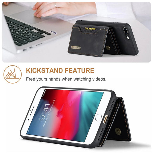 DG.MING M2 Series Detachable Wallet Leather Case Kickstand Magnetic Cover Compatible with Wireless Charging for iPhone 7 Plus 5.5 inch / 8 Plus 5.5 inch - Black - 2