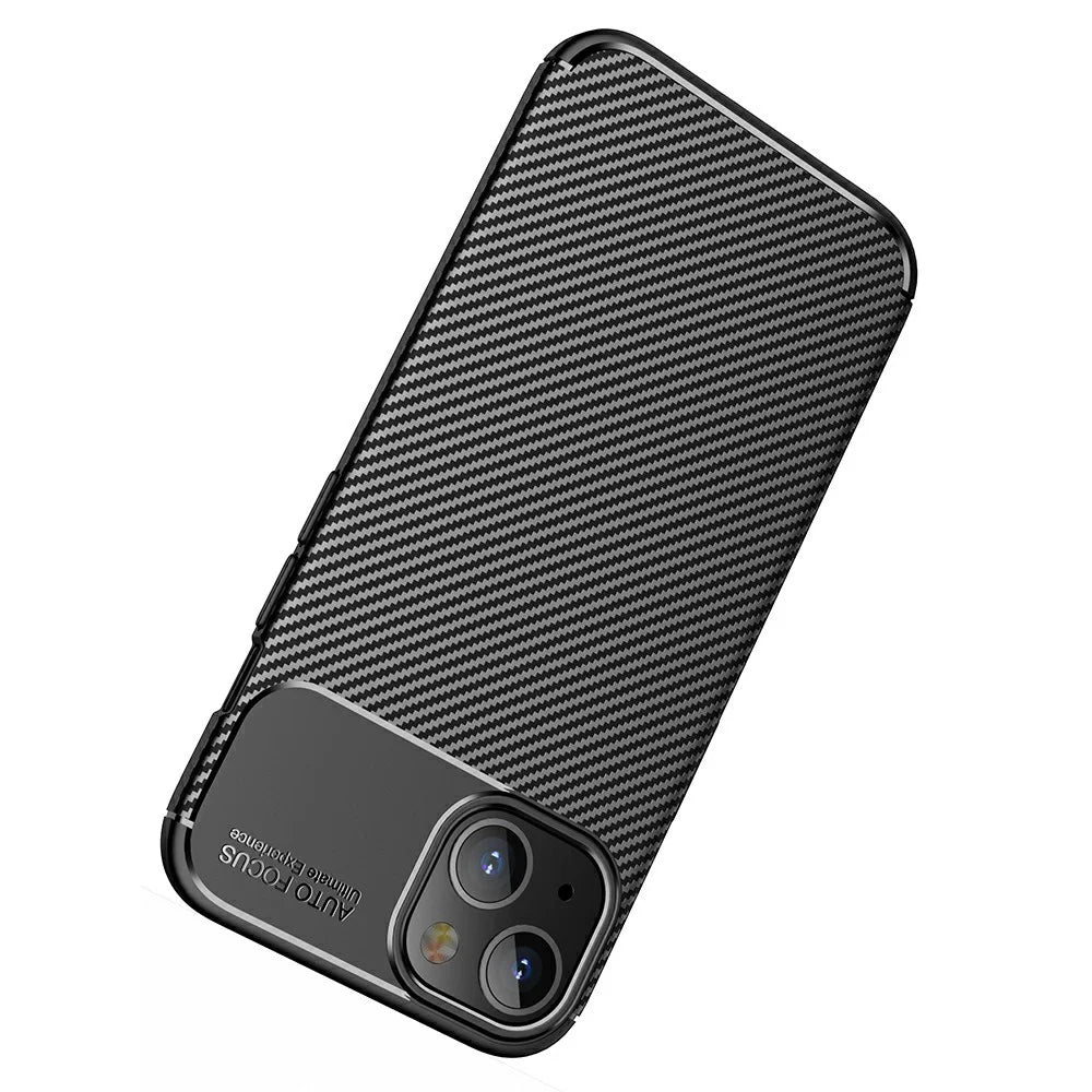 Carbon Fiber Texture Anti-Drop TPU Phone Case Cover for iPhone 13 6.1-inch - Black - 4