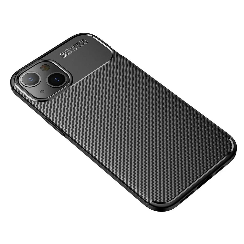 Carbon Fiber Texture Anti-Drop TPU Phone Case Cover for iPhone 13 6.1-inch - Black - 5