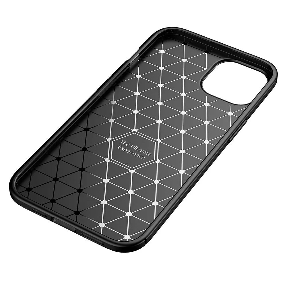 Carbon Fiber Texture Anti-Drop TPU Phone Case Cover for iPhone 13 6.1-inch - Black - 6