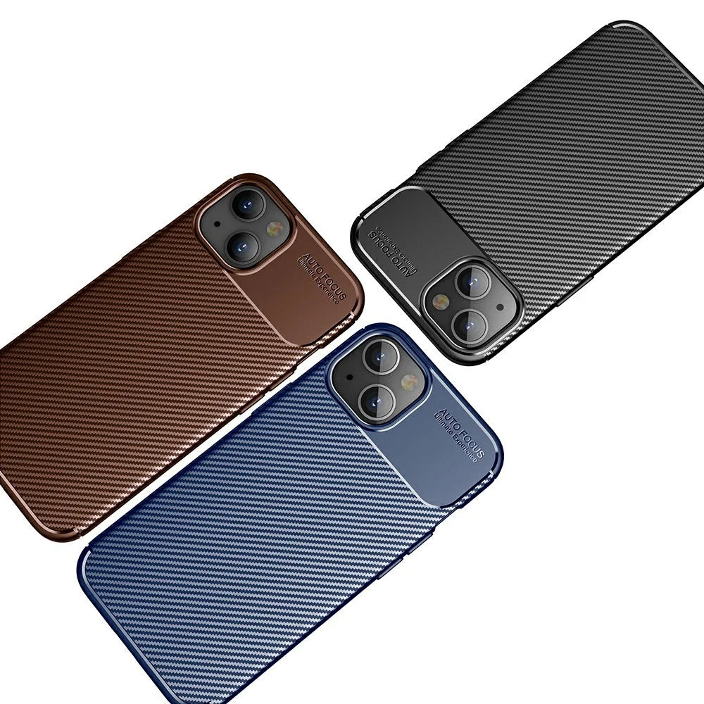 Carbon Fiber Texture Anti-Drop TPU Phone Case Cover for iPhone 13 6.1-inch - Black - 7