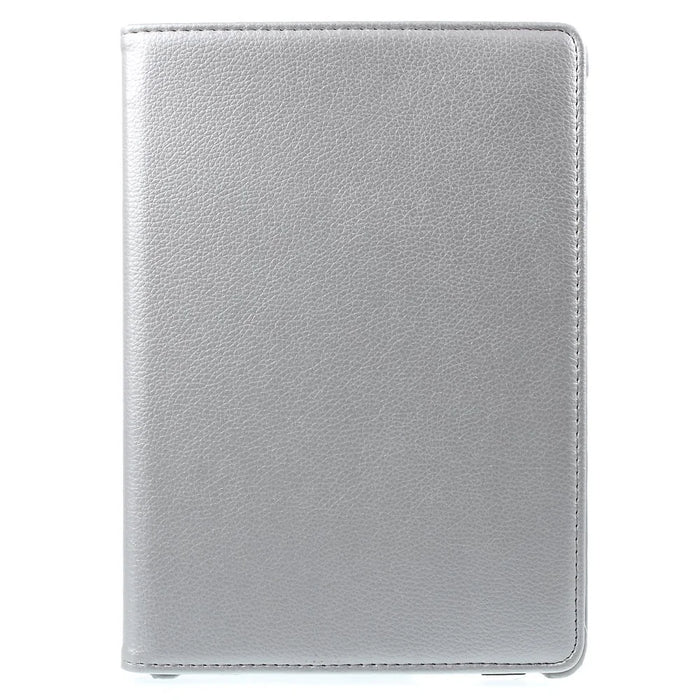 360 Degree Rotating Litchi Leather Smart Case for iPad Air - Silver - 2