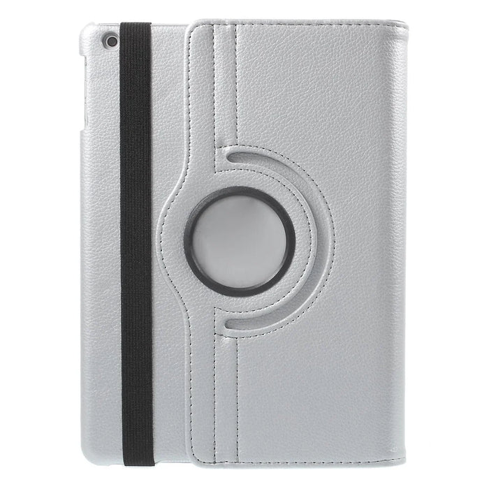 360 Degree Rotating Litchi Leather Smart Case for iPad Air - Silver - 3