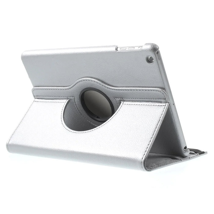 360 Degree Rotating Litchi Leather Smart Case for iPad Air - Silver - 4
