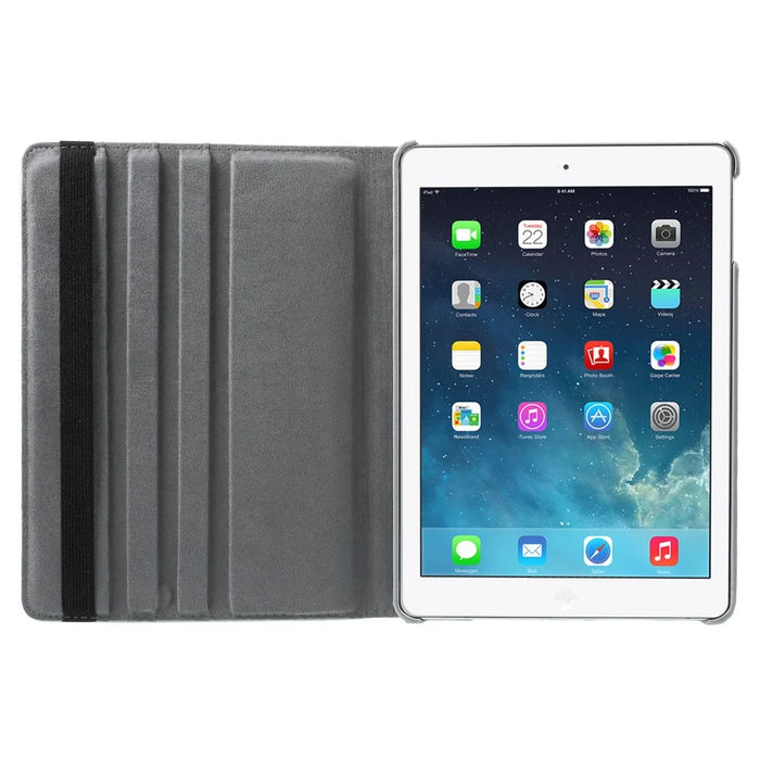 360 Degree Rotating Litchi Leather Smart Case for iPad Air - Silver - 6