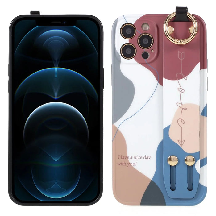 IMD Multicolor Slide Wrist Strap Design TPU Phone Case Shell for iPhone 12 Pro 6.1 inch - Style A - 1