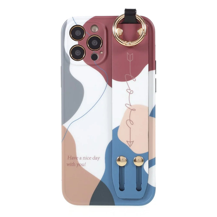 IMD Multicolor Slide Wrist Strap Design TPU Phone Case Shell for iPhone 12 Pro 6.1 inch - Style A - 2