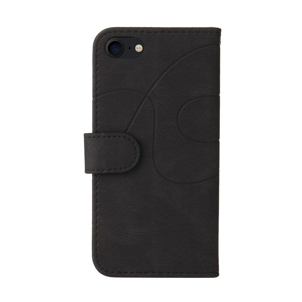 For iPhone 7 4.7 inch / 8 4.7 inch / SE (2020) / SE (2022) Leather Case Wallet Stand Color Splicing Phone Cover - Black - 3