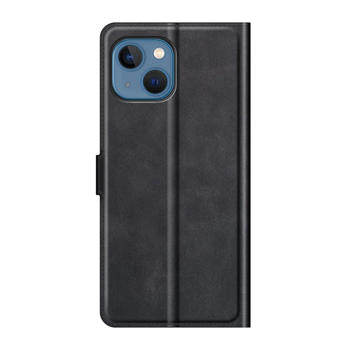 For iPhone 13 mini 5.4 inch Folio Flip Leather Wallet Case Phone Cover Shell with Foldable Stand - Black - 3