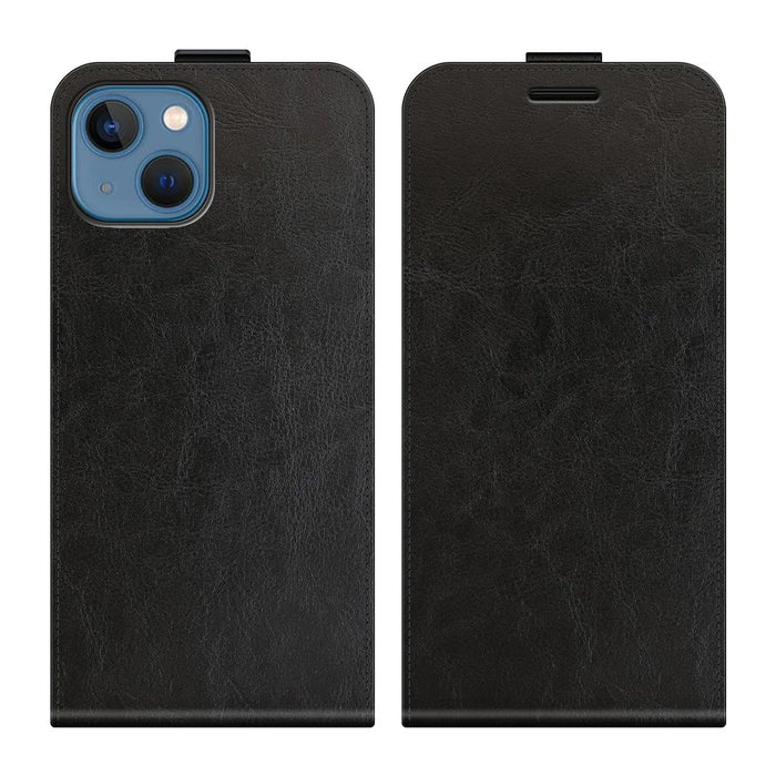 Crazy Horse Texture Vertical Flip PU Leather Phone Case with Card Slot for iPhone 13 mini 5.4 inch - Black - 1