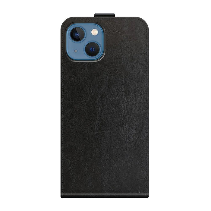 Crazy Horse Texture Vertical Flip PU Leather Phone Case with Card Slot for iPhone 13 mini 5.4 inch - Black - 3