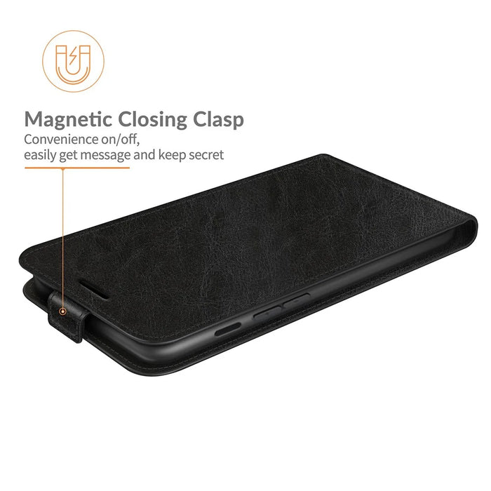 Crazy Horse Texture Vertical Flip PU Leather Phone Case with Card Slot for iPhone 13 mini 5.4 inch - Black - 6