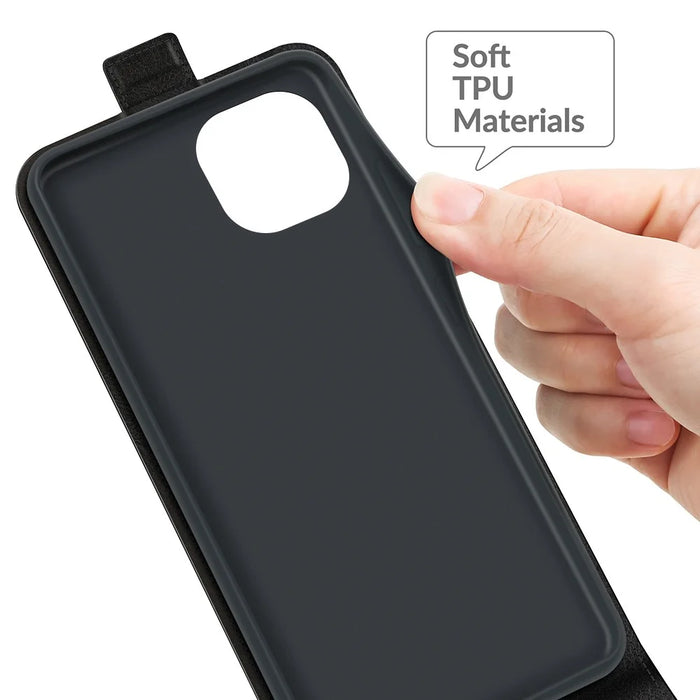 Crazy Horse Texture Vertical Flip PU Leather Phone Case with Card Slot for iPhone 13 mini 5.4 inch - Black - 7