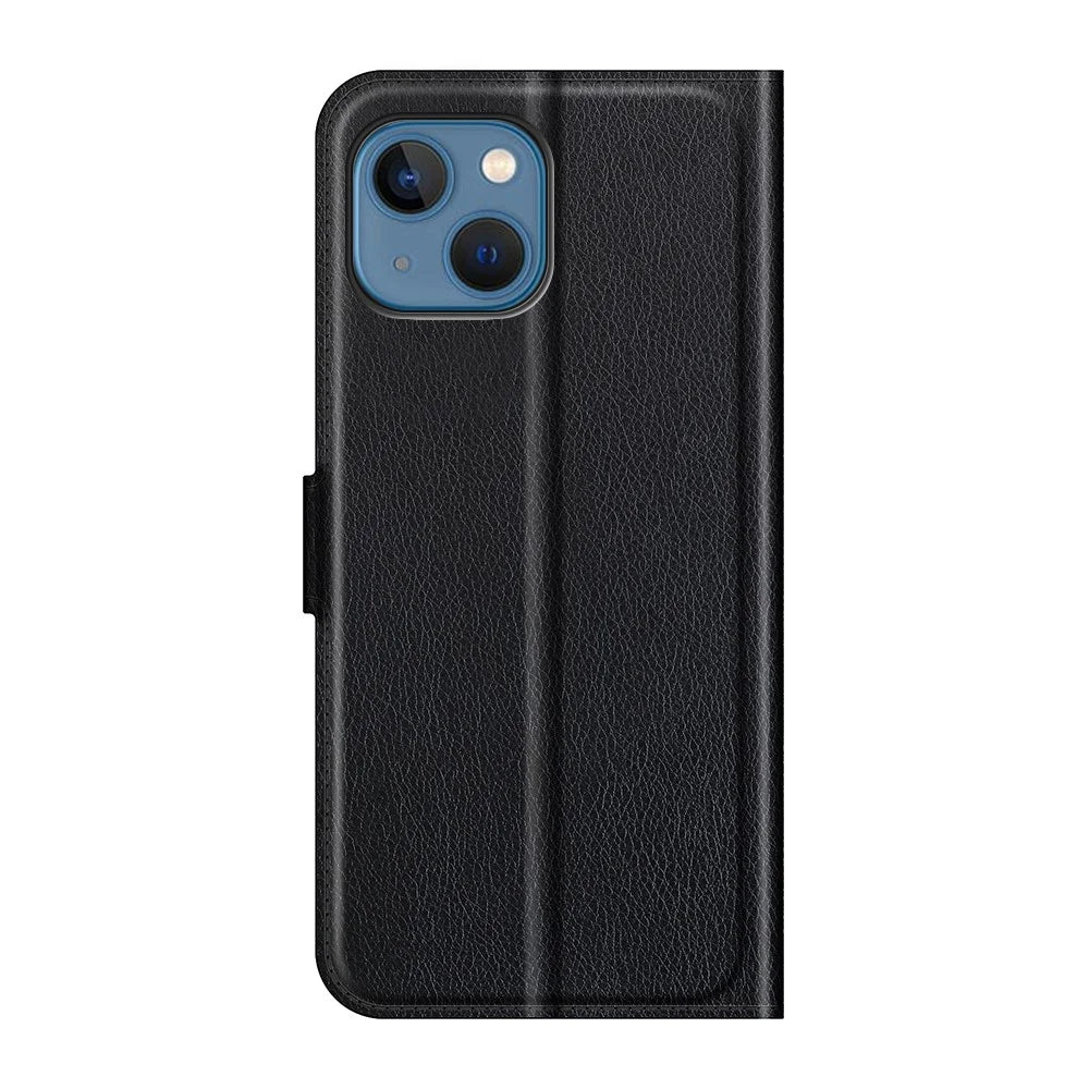Full Protective Litchi Skin Leather Wallet Case Mobile Phone Stand Case Cover for iPhone 13 mini 5.4 inch - Black - 3