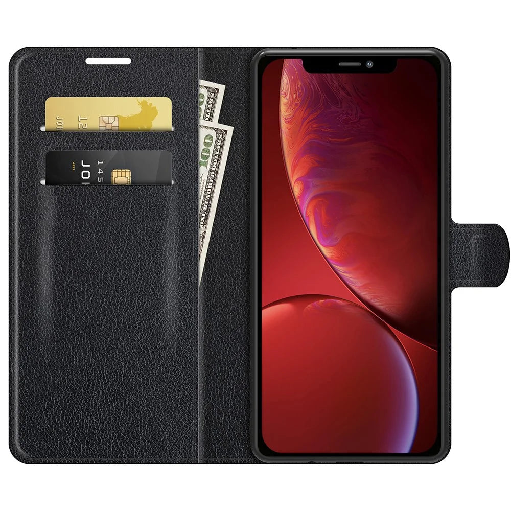 Full Protective Litchi Skin Leather Wallet Case Mobile Phone Stand Case Cover for iPhone 13 mini 5.4 inch - Black - 4
