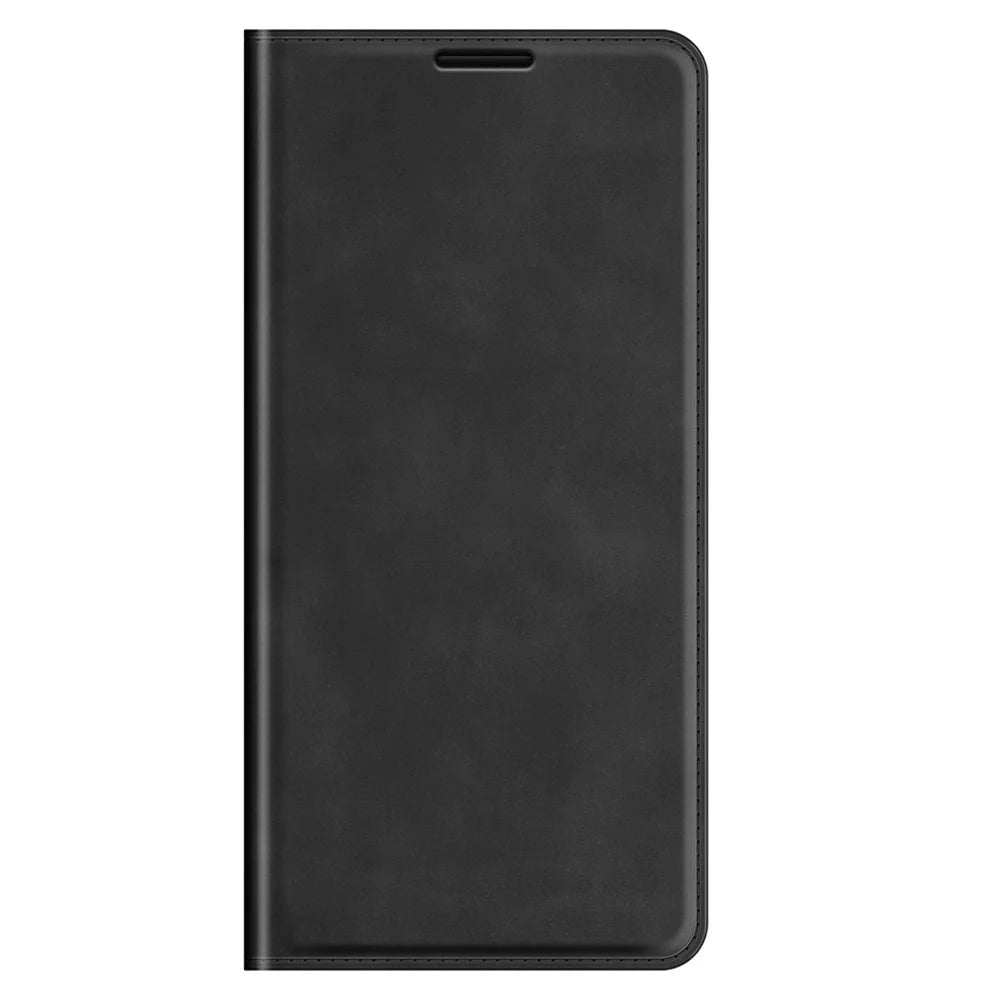 Skin-Touch Wallet Stand Cover Magnetic Auto-absorbed Leather Phone Case for iPhone 13 6.1 inch - Black - 5
