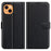 For iPhone 13 Case Litchi Texture Shockproof Leather Wallet Phone Cover - Black - 1