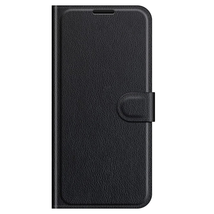 For iPhone 13 Case Litchi Texture Shockproof Leather Wallet Phone Cover - Black - 5