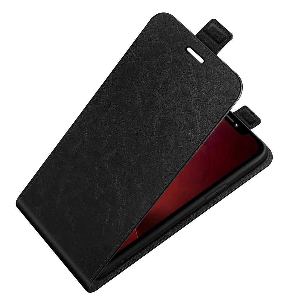 Crazy Horse Texture Vertical Flip Phone Cover Card Slot Leather Case for iPhone 13 6.1 inch - Black - 5