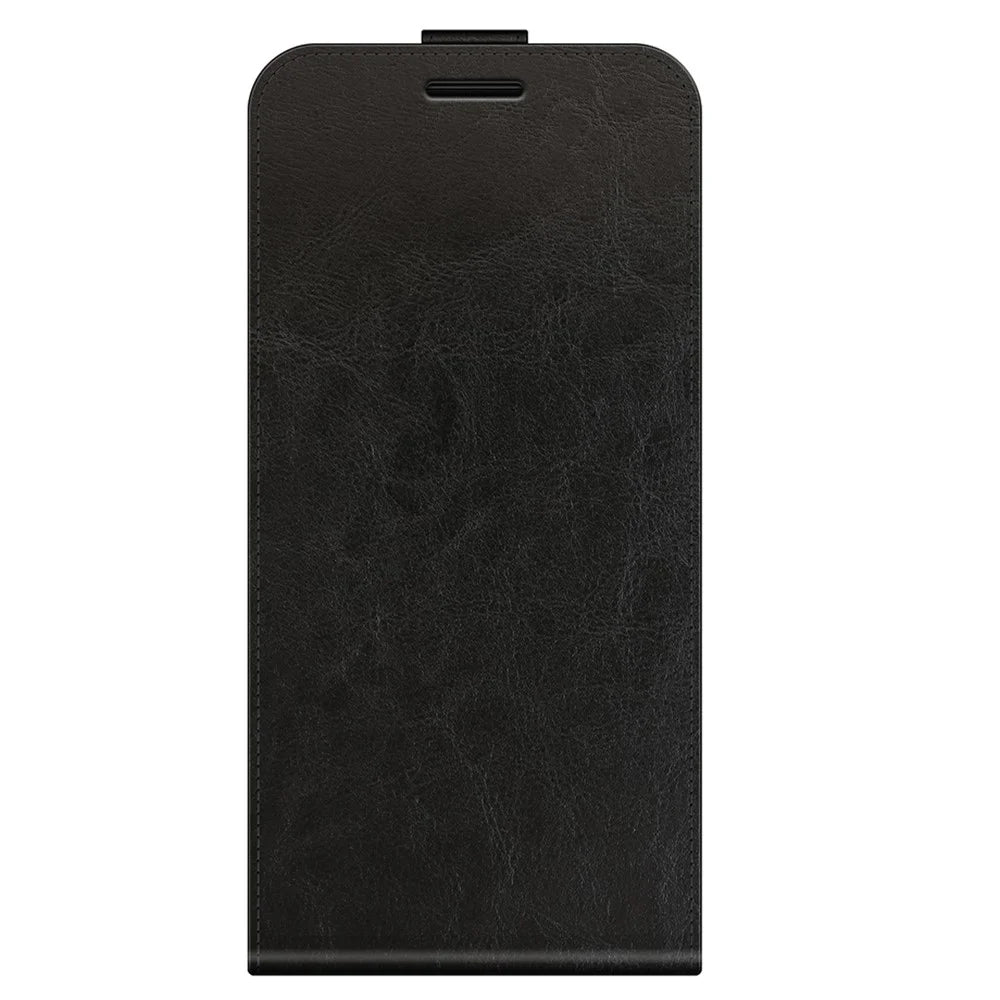 Crazy Horse Texture Vertical Flip Phone Cover Card Slot Leather Case for iPhone 13 6.1 inch - Black - 6