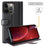 Genuine Leather Wallet Design Phone Stand Shell Case for iPhone 13 Pro Max 6.7 inch - Black - 4