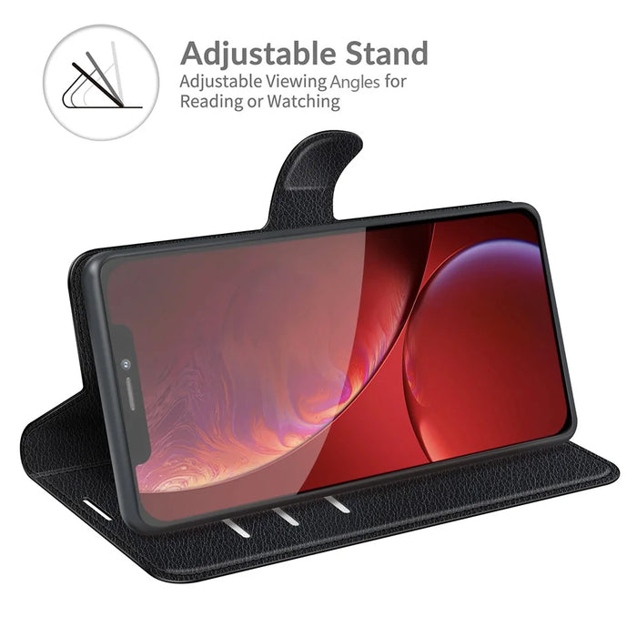 Litchi Texture Wallet Stand Design Folio Flip PU Leather Case Phone Cover for iPhone 13 Pro Max 6.7 inch - Black - 2