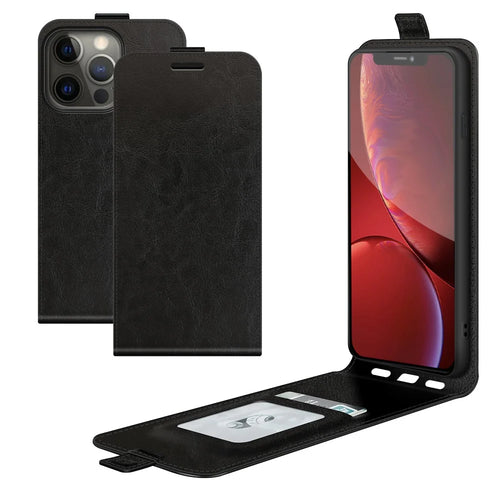 Crazy Horse Texture Vertical Flip Leather Phone Cover with Card Slot for iPhone 13 Pro 6.1 inch - Black - 1