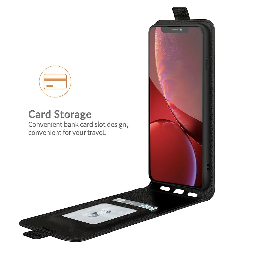 Crazy Horse Texture Vertical Flip Leather Phone Cover with Card Slot for iPhone 13 Pro 6.1 inch - Black - 2