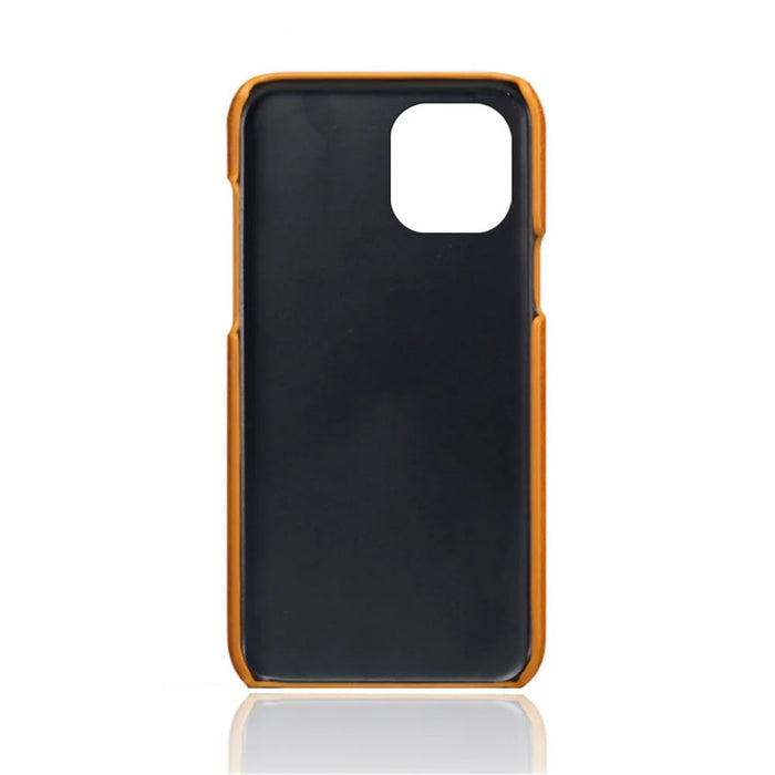 Dual Card Slots PU Leather Coated PC Phone Case Shell for iPhone 13 Pro Max 6.7 inch - Orange - 4