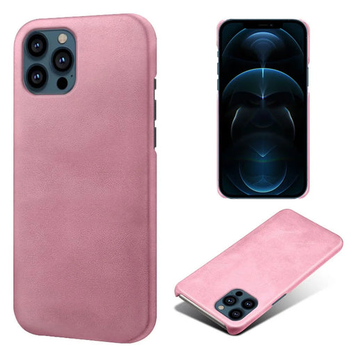 PU Leather Coated PC Phone Case for iPhone 13 Pro Max 6.7-inch - Rose Gold - 1