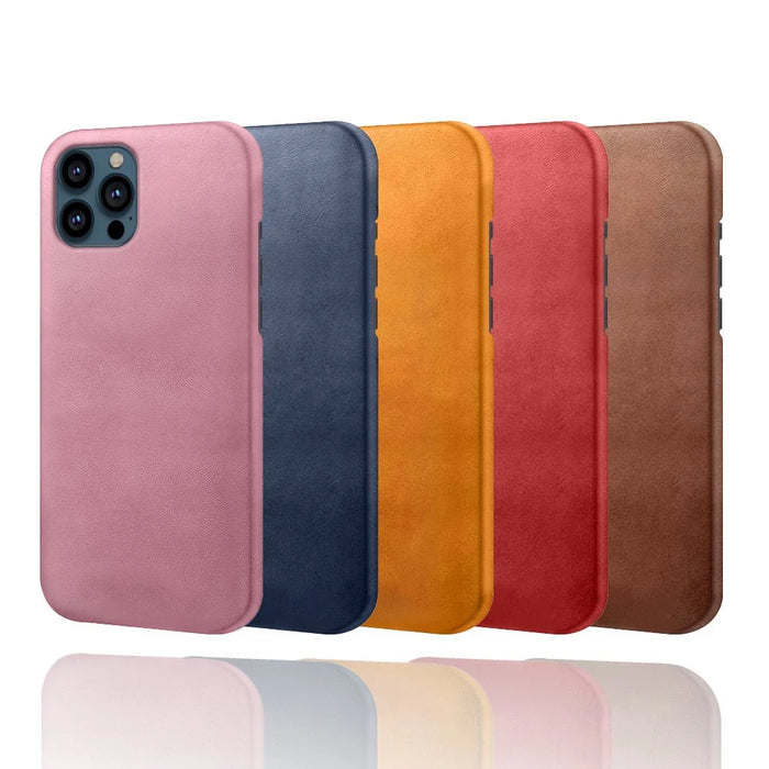 PU Leather Coated PC Phone Case for iPhone 13 Pro Max 6.7-inch - Rose Gold - 5