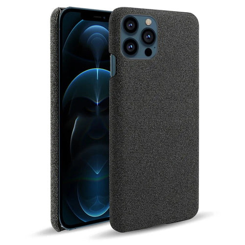 Cloth Coated Hard Plastic Phone Case Cover for iPhone 13 Pro 6.1-inch - Black - 1