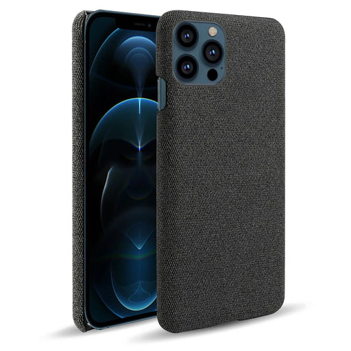 Cloth Coated Hard Plastic Phone Case Cover for iPhone 13 Pro 6.1-inch - Black - 1