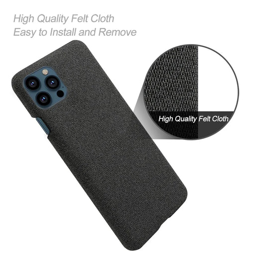 Cloth Coated Hard Plastic Phone Case Cover for iPhone 13 Pro 6.1-inch - Black - 2