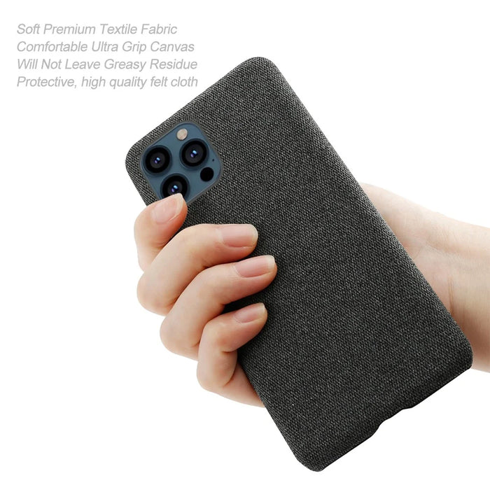 Cloth Coated Hard Plastic Phone Case Cover for iPhone 13 Pro 6.1-inch - Black - 4