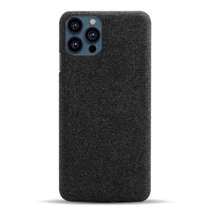 Cloth Coated Hard Plastic Phone Case Cover for iPhone 13 Pro 6.1-inch - Black - 5