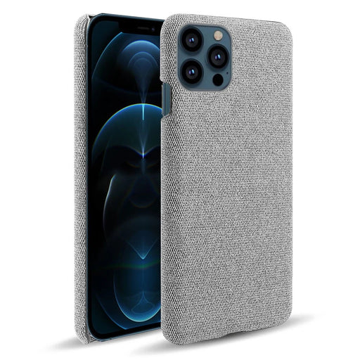 Cloth Coated Hard Plastic Phone Case Cover for iPhone 13 Pro Max 6.7-inch - Light Grey - 1