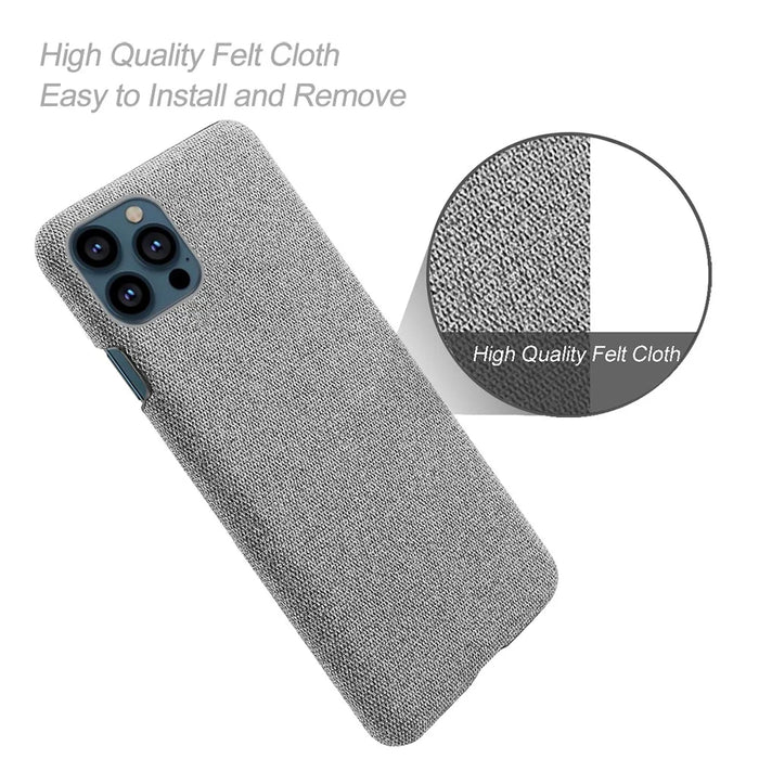 Cloth Coated Hard Plastic Phone Case Cover for iPhone 13 Pro Max 6.7-inch - Light Grey - 2