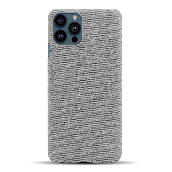 Cloth Coated Hard Plastic Phone Case Cover for iPhone 13 Pro Max 6.7-inch - Light Grey - 4