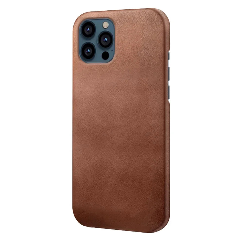 PU Leather Coated PC Phone Case for iPhone 13 Pro 6.1-inch - Brown - 2