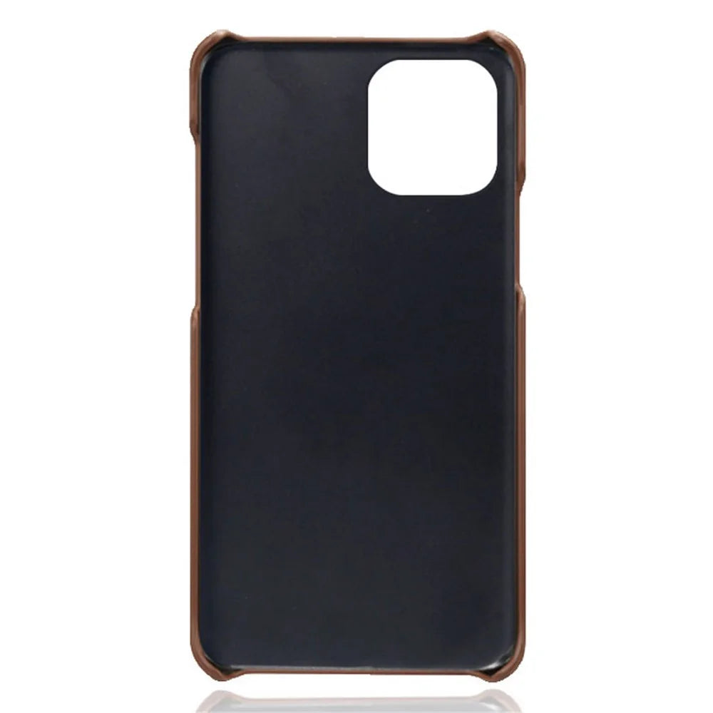 PU Leather Coated PC Phone Case for iPhone 13 Pro 6.1-inch - Brown - 4