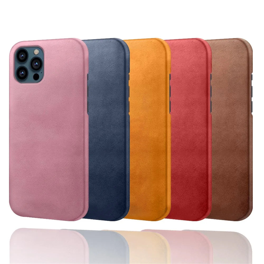 PU Leather Coated PC Phone Case for iPhone 13 Pro 6.1-inch - Brown - 5