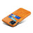 Leather Coated PC Phone Case for iPhone 13 Pro 6.1 inch, Double Card Slots Ultra Slim Protector Shell - Orange - 3