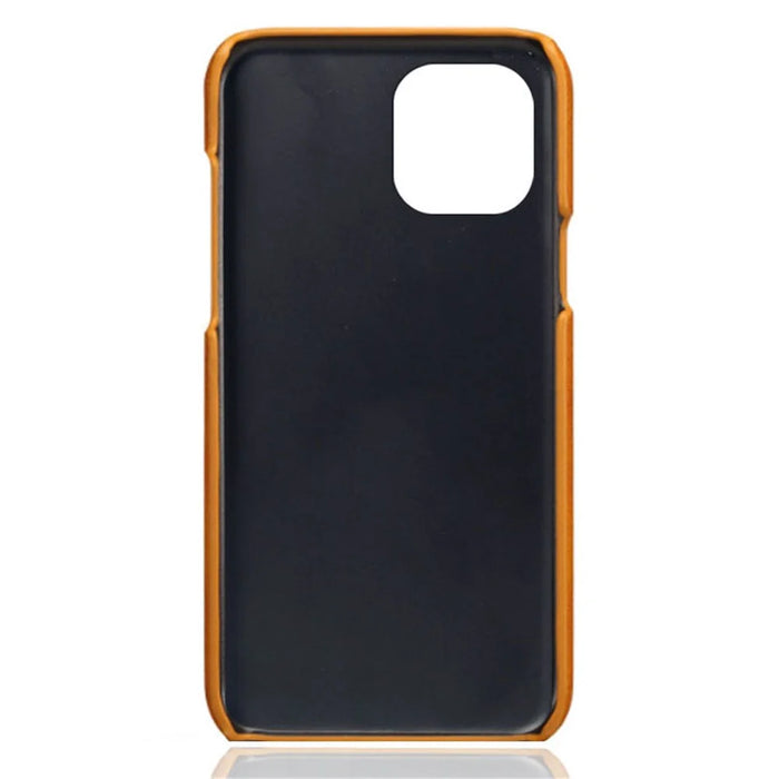 Leather Coated PC Phone Case for iPhone 13 Pro 6.1 inch, Double Card Slots Ultra Slim Protector Shell - Orange - 4