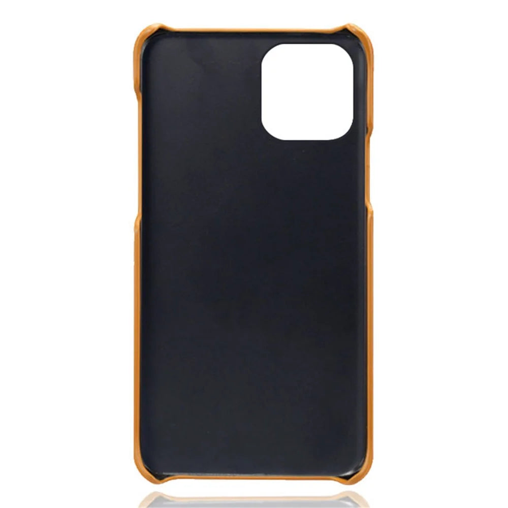 Quality PU Leather Coated PC Phone Case for iPhone 13 6.1-inch - Orange - 4