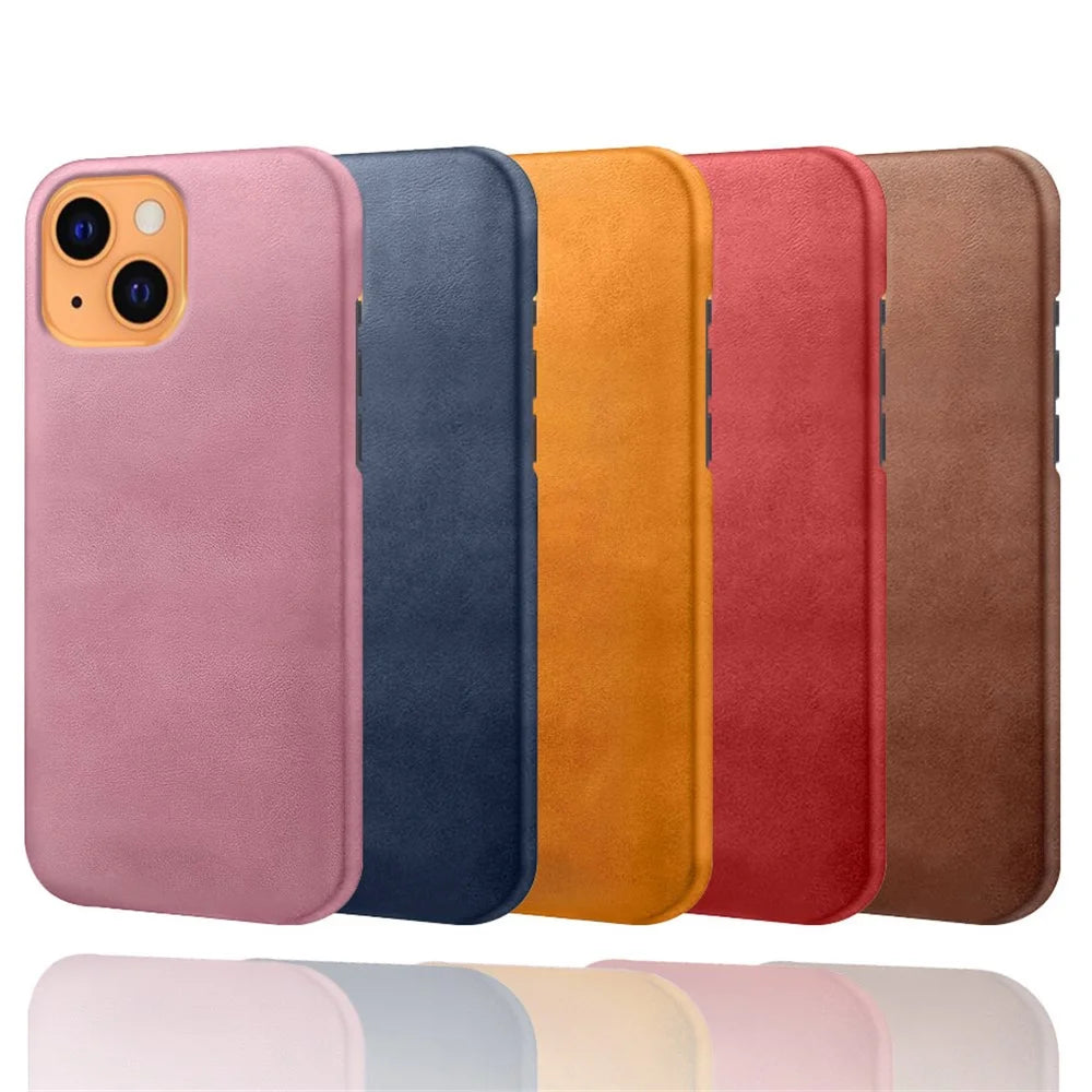 Quality PU Leather Coated PC Phone Case for iPhone 13 6.1-inch - Orange - 5