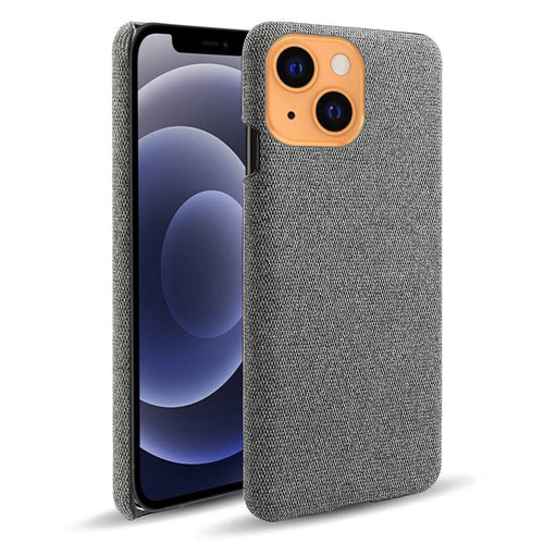 Cloth Coated Hard Plastic Phone Case Cover for iPhone 13 6.1 inch - Grey - 1