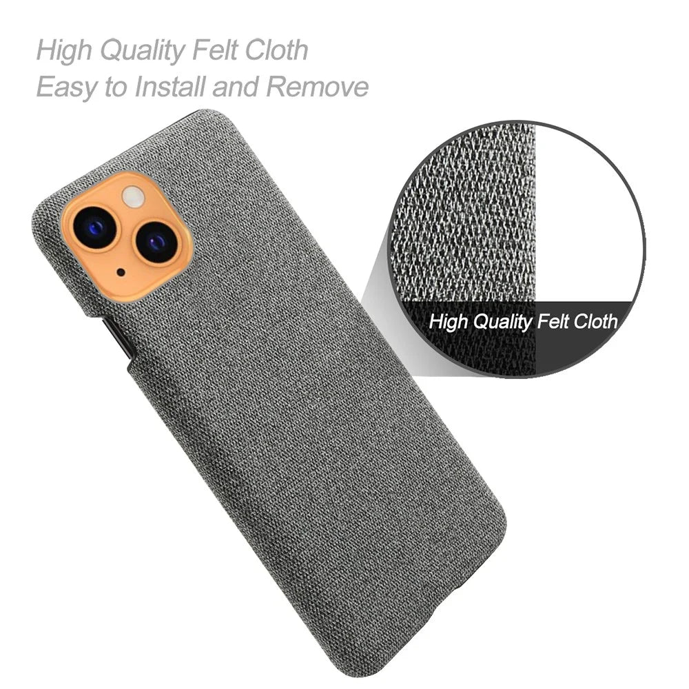 Cloth Coated Hard Plastic Phone Case Cover for iPhone 13 6.1 inch - Grey - 2