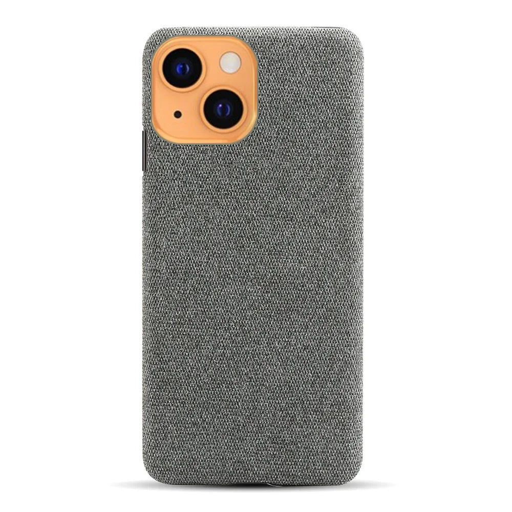 Cloth Coated Hard Plastic Phone Case Cover for iPhone 13 6.1 inch - Grey - 4