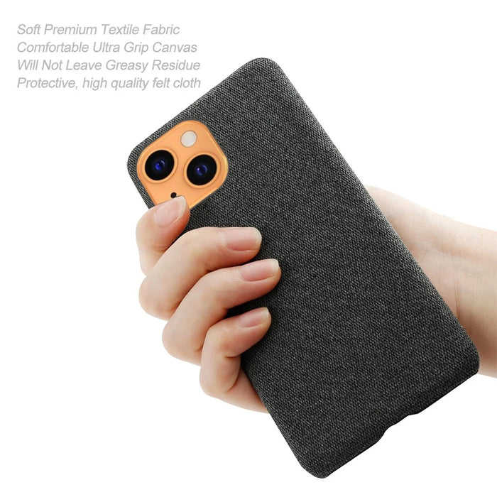 Solid Color Cloth Coated PC Phone Case for iPhone 13 mini 5.4 inch - Black - 4